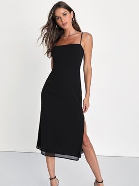Lulus Sweetest Invite Black Sleeveless Midi Dress - Size M